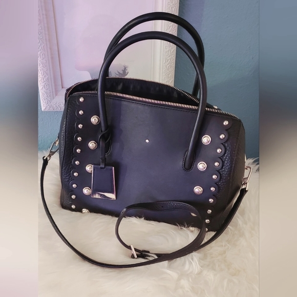 Kate Spade Madison Ave Collection Black Studded Mega Lane Satchel - Picture 1 of 12